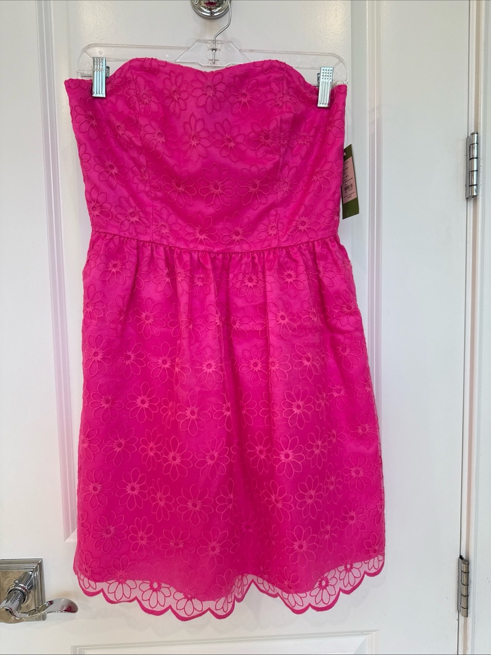 NWT Lilly Pulitzer Strapless Floral Eyelet Dress - Hot Pink